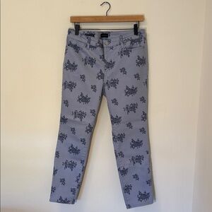 Talbots Light Gray-Blue Floral Jeans.